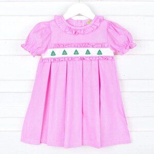 Happy Holiday Tree Pink Chloe Dress – Classic Whimsy - Size 8